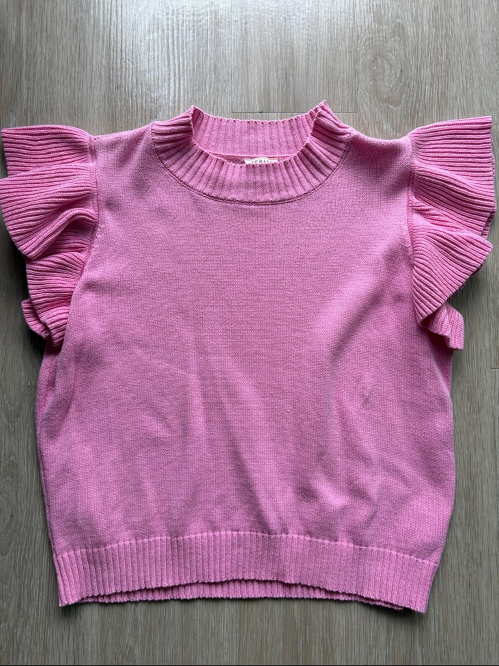 Women’s Pink Ruffle Sleeve Knit Top